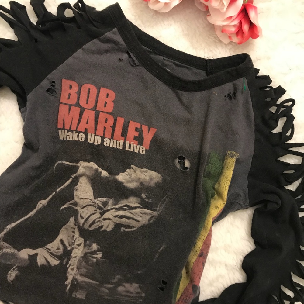 ▫️r e s t y l e d || cut up Bob Marley raglan▫️